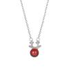 Ожерелье Banyan Tree S925 Silver Red Garnet с изображением лося - простая корейская рождественская цепочка на ключицу для женщин