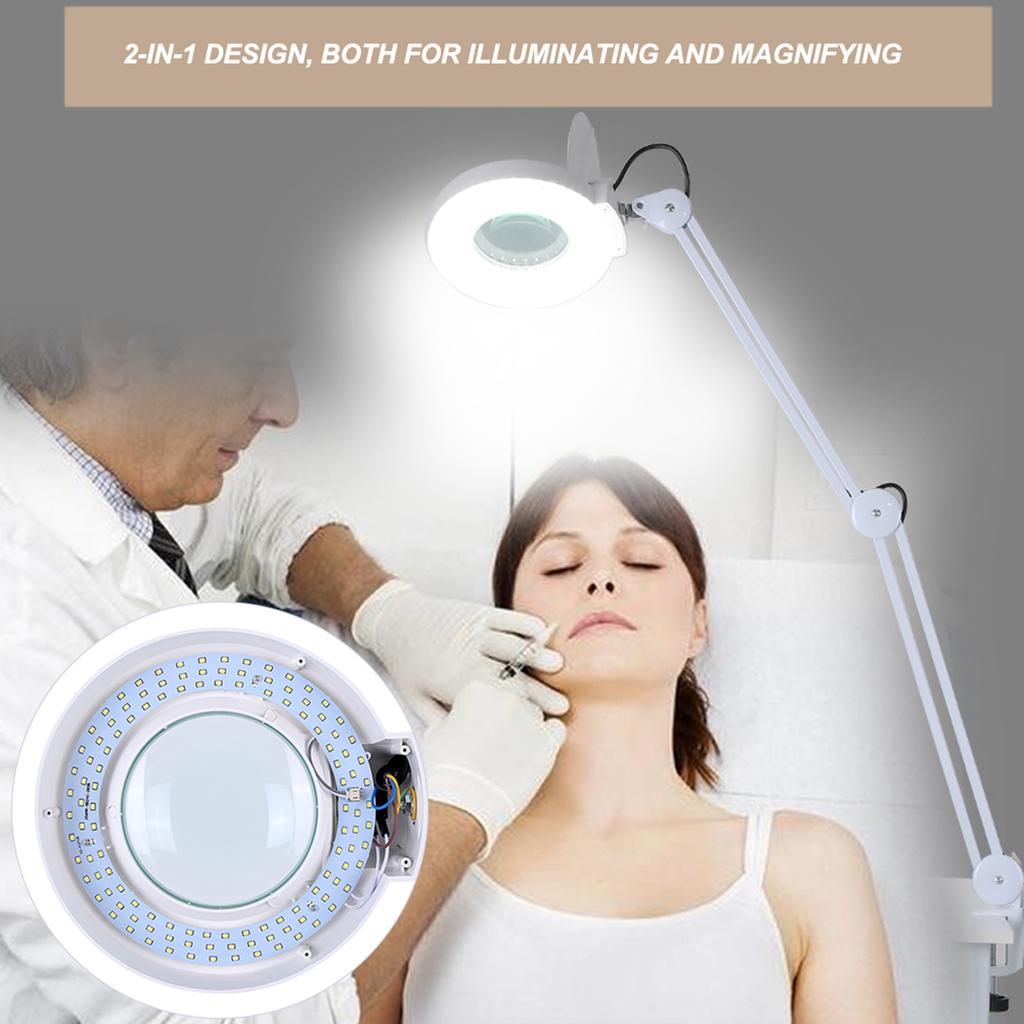8X Illuminated Desktop Magnifying LED Lamp with Clamp Swivel Arm Reading Medical Beauty AU 220V