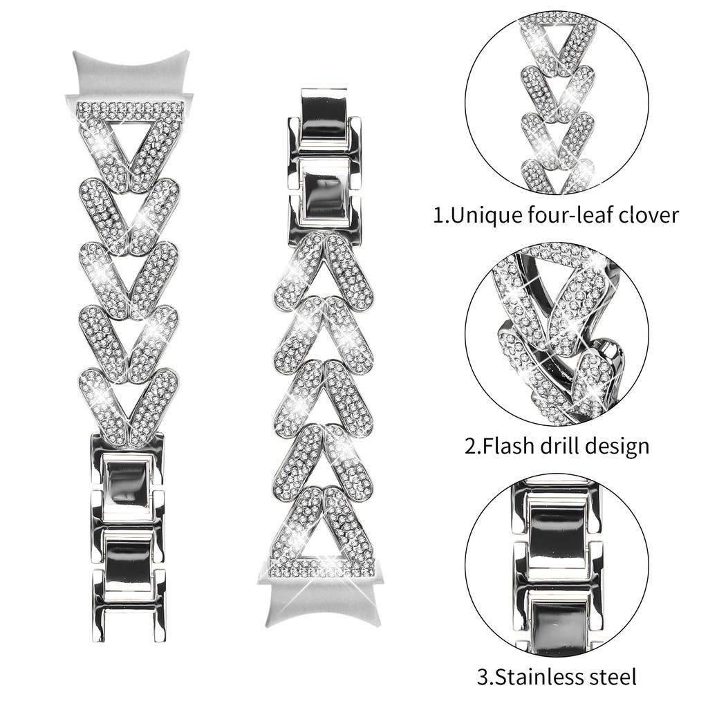 Ремешок для часов из цинкового сплава, украшенный стразами, с коннектором для Samsung Galaxy Watch4/Watch5 40 мм/44 мм/45 мм, витой ремешок для часов