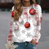 Women's Casual Fashion Christmas Print Long Sleeve Round Neck Pullover Top Blouse Sweatshirt