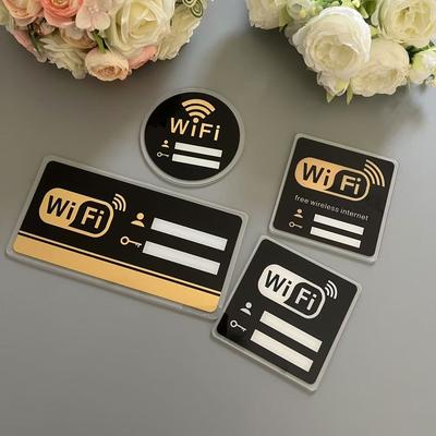 3D Знак WIFI Зеркальные Наклейки на Стену Очень Толстый Акрил Самоклеящиеся Перезаписываемые Рукописные Учетная запись и Пароль для Публичного Магазина