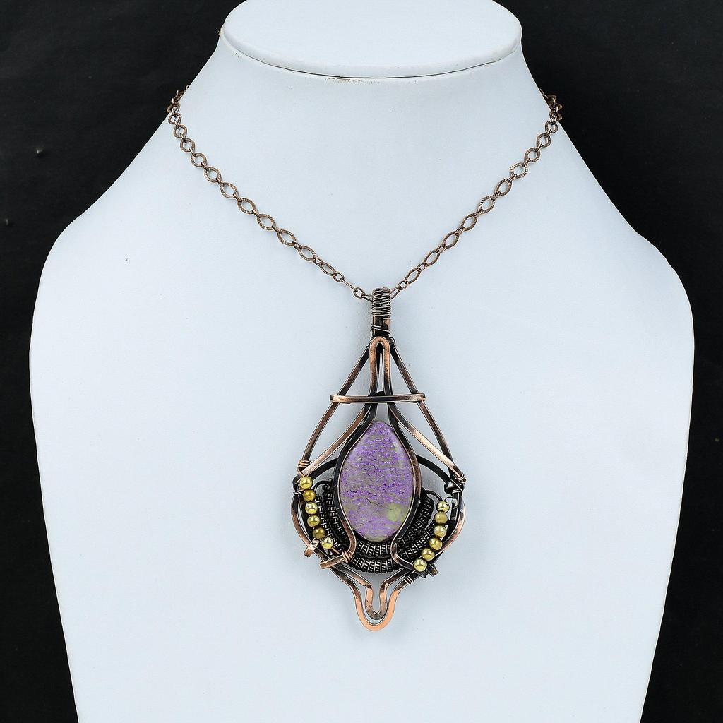 Purpurite Pendant Copper Wire Wrapped Pendant Copper Jewelry Wire Wrap Gemstone Jewelry Handmade Pendant Anniversary Gift Purpurite Jewelry