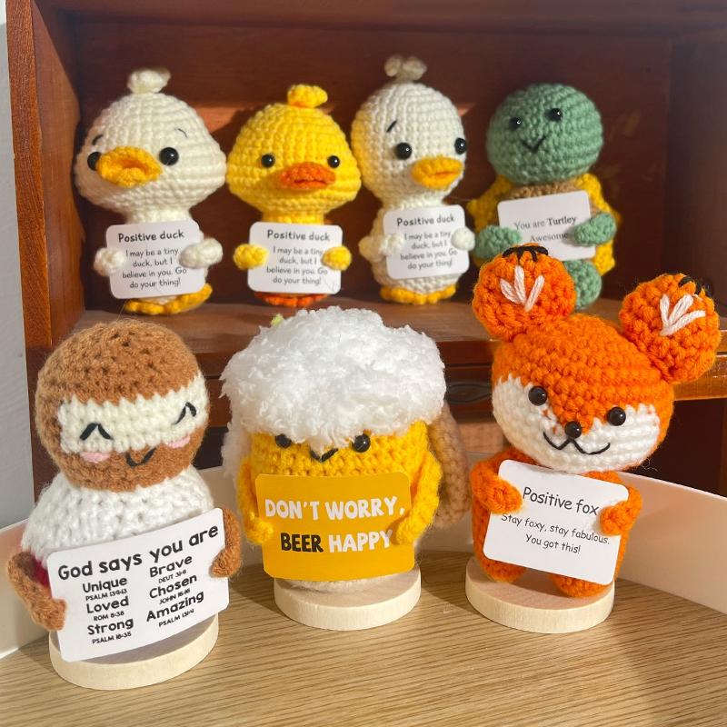 Милое вязаное крючком украшение в виде животных Лягушка Морская черепаха Утка Лиса Украшение Настольные аксессуары Фигурка ручной вязки Готовая вязаная крючком кукла
