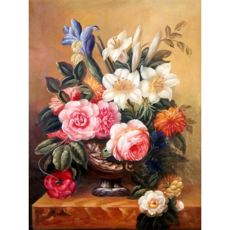 5D DIY Алмазная картина Красивая цветочная мозаика Алмазная вышивка Картина Полный круглый горный хрусталь Домашний декор Подарок