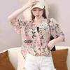 Летняя шифоновая рубашка-комбинация из двух частей, женская рубашка с рукавами «летучая мышь», корейская свободная рубашка с короткими рукавами