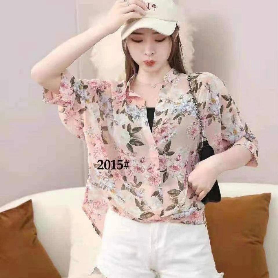 Летняя шифоновая рубашка-комбинация из двух частей, женская рубашка с рукавами «летучая мышь», корейская свободная рубашка с короткими рукавами