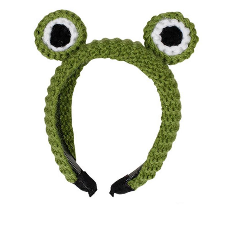 Забавная повязка на голову с большими глазами лягушки для женщин – Милая вязаная нескользящая заколка для волос для умывания лица