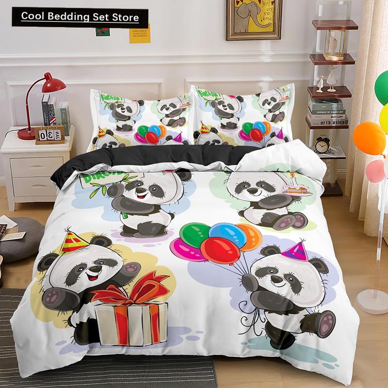 Комплект постельного белья с рисунком панды в 3D, милые напечатанные животные, пододеяльники, комплекты односпальных постельного белья размера «queen-size», одежда для взрослых и детей, подарки