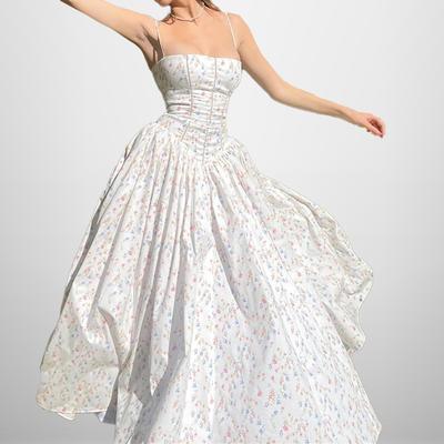 Женское платье нового стиля, элегантное и модное, с принтом, на бретелях, облегающее талию