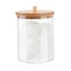 Qtip Holder Dispenser with Bamboo Lid Cotton Ball Pads Swabs Holder Jar Bathroom