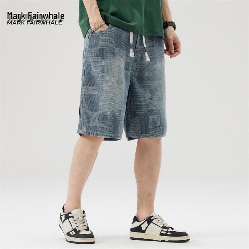 MARK FAIRWHALE Men's Loose Straight Denim Shorts