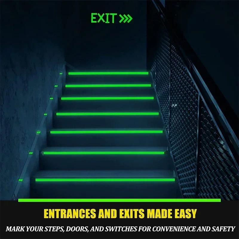 5M Glow in Dark Tape Fluorescent Adhesive Warning Strips for Home Night Vision Luminous Double Sided Glow Stickers for PartyPinstriping Tape 3