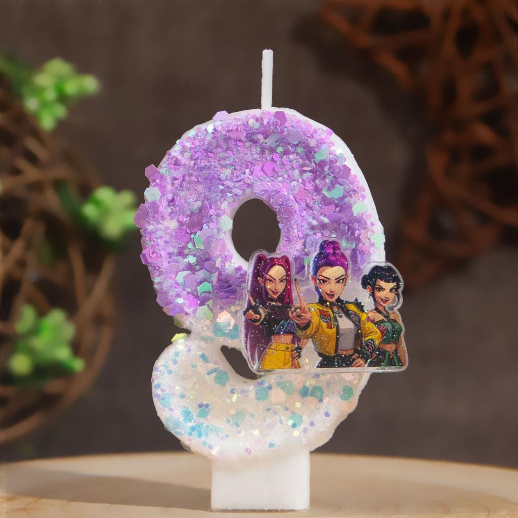 New Kpop Demon Hunters Theme Candle Number 0-9 Birthday Party Cake Decoration Cartoon Baby Shower Supplies Kids Gifts
