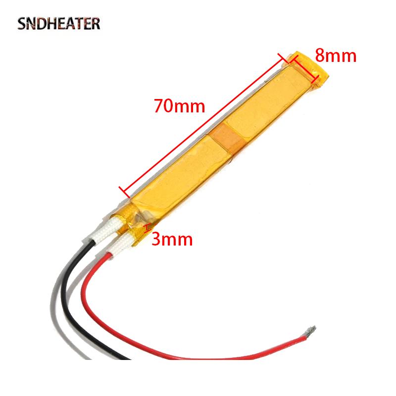 SNDHEATER 70x8x3MM PTC Нагревательный элемент 12В 24В 220В Замена нагревателя для выпрямителя волос 80°C 270°C Температура Обернут термолентой