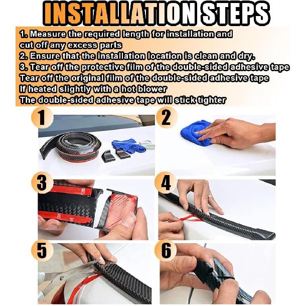 Car Rear Spoiler Roof Lip Kit, Carbon Fiber 3D Rubber Trunk Spoiler Trim Strip Cool Car Decoration, Universal Punch-Free Vehicle Exterior Accessory