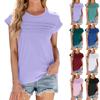 Женская модная повседневная футболка с коротким рукавом и базовой текстурой, однотонная, с круглым вырезом, майка-топ