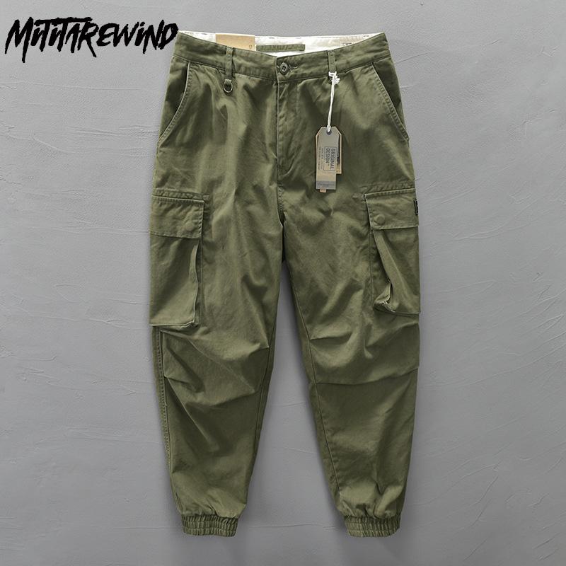 Classical Cargo Pants Spring New Men's Pants Korean Fashion Men Trousers Pure Cotton Green Baggy Pants Youth Streetwear