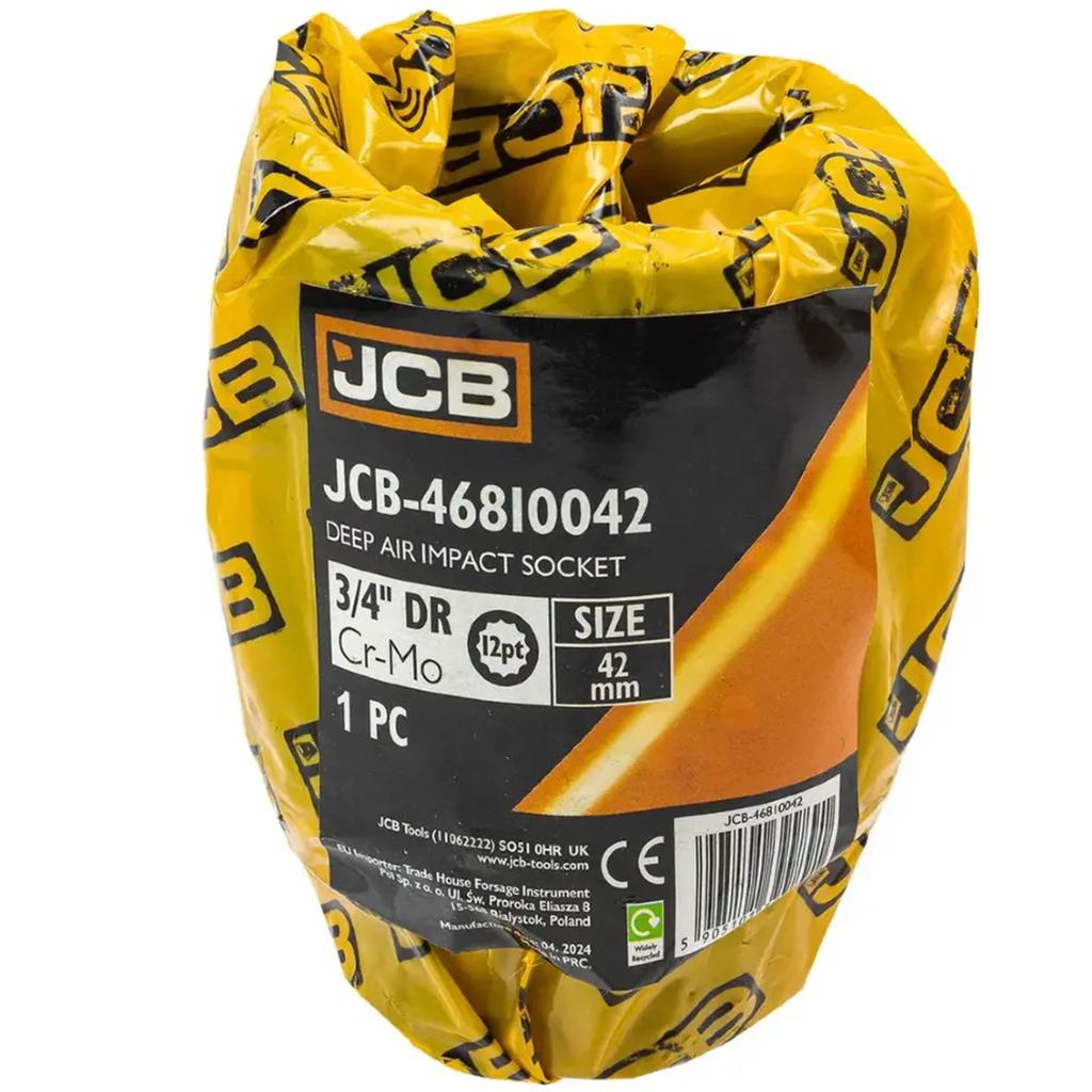 JCB 3/4" Cr-Mo Deep Impact Socket 12-Point 42mm Socket Wrench