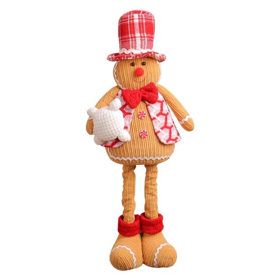 Рождественский пряничный человечек, плюшевая игрушка-кукла с выдвижными ногами, мягкая кухонная пряничная кукла для рождественской вечеринки, домашний декор