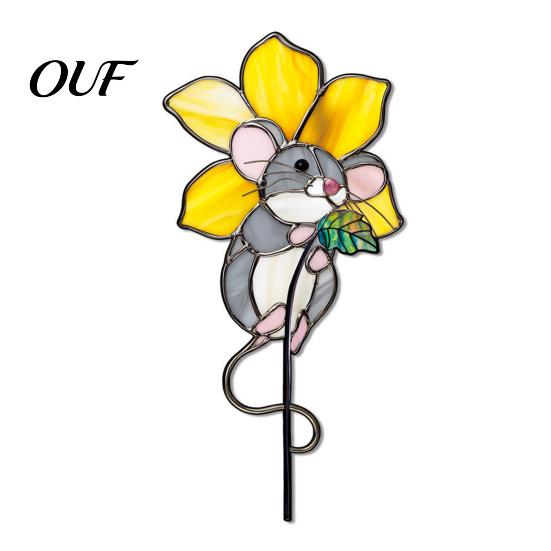 Colorful Yard Stakes Planter Insert Stake, Double-Sided, Flower Pot Decor Metal Outdoor Insect Animal Stake for Plant Pots Bed Decoration Creative