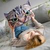 KADAX Pillow Pattern with Cat Print Mascot 30x45 Cm