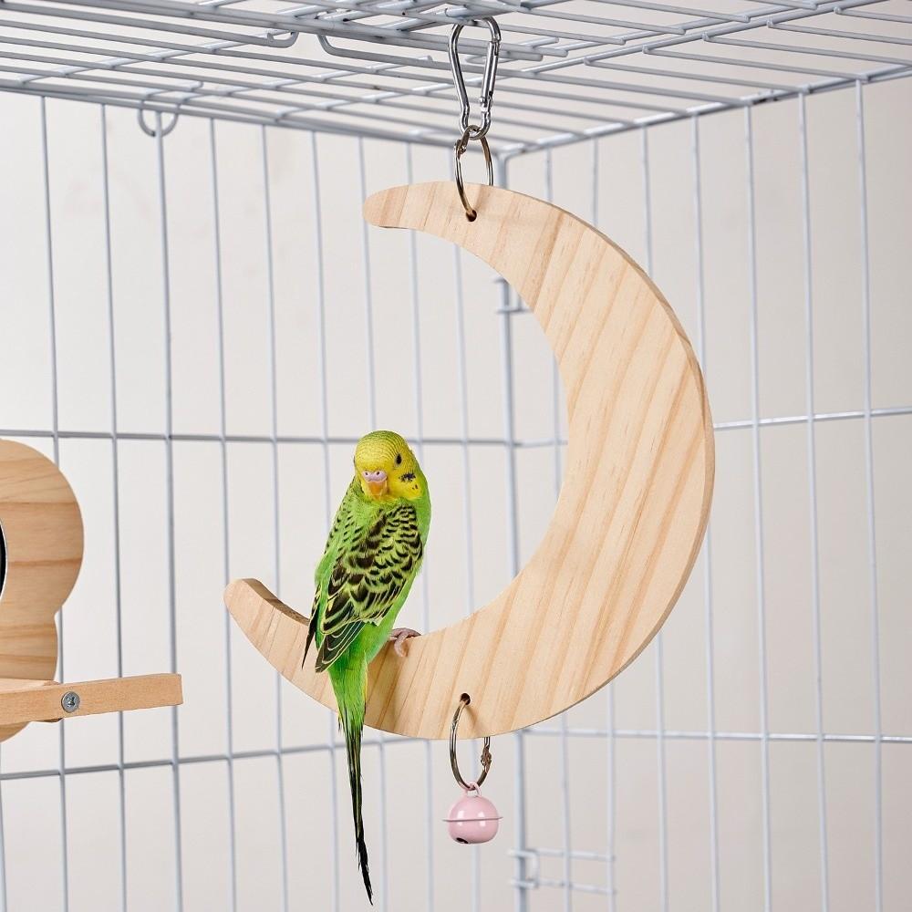 Bite Resistant Bird Flower Mirror Toy Hanging Parrot Swing Toy Parrot Swing Stand  Cage Accessories