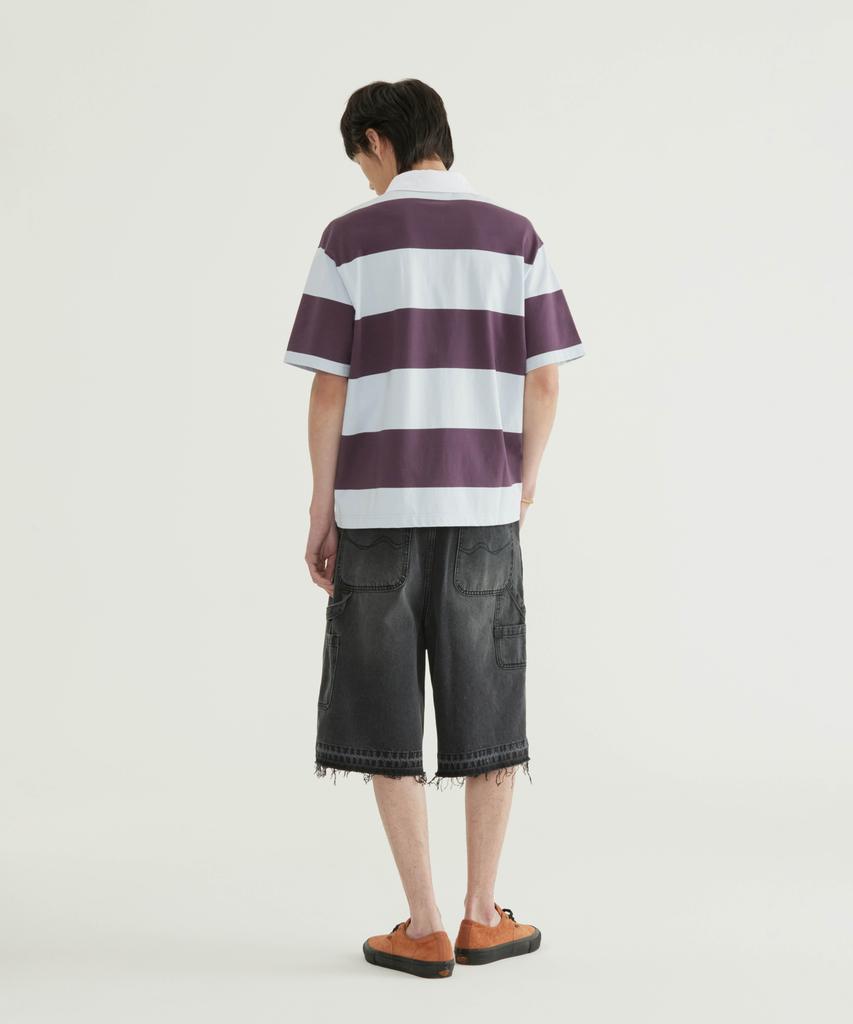 COVERNAT Striped Rugby Collared T-Shirt Yellow
