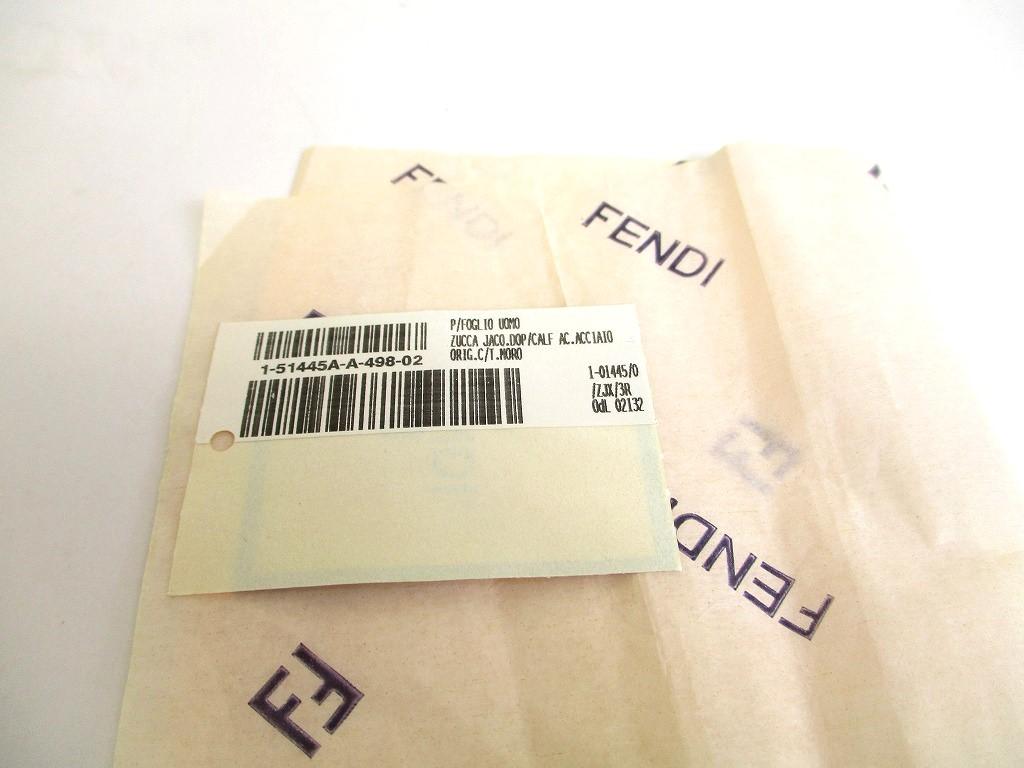 Authentic FENDI Zucca Dark Brown Canvas Leather Bifold Wallet Compact Wallet #9778 Open box