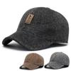 Woolen Knitted Winter Ear Cover Baseball Cap Men Thicken Warm Hats with Earflaps Sport Golf Hats Snapback