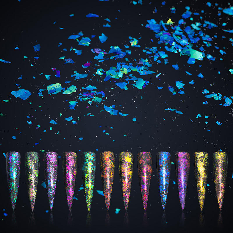 Mtssii Holographic Chemeleon Mirror Glitter Powder Irregular Flakes Paillettes Sequin Nail Art Decor