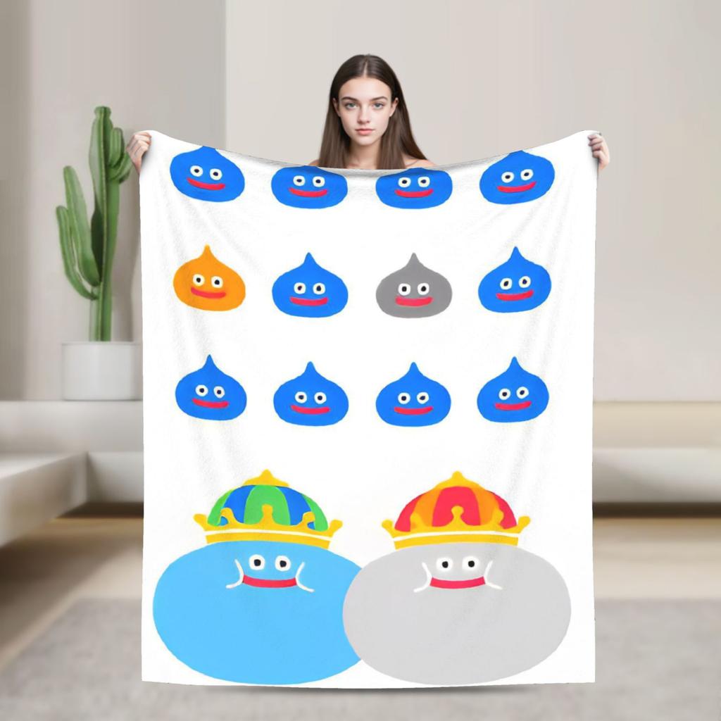 D-Dragon Quest Slimes Plush Blanket Children Flannel Throw Blanket For Living Room Warm Soft Quality Bedspread Birthday Gift