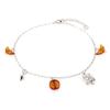 [R3829] - Silver Anklet 'Inspiration' Amber Silver (rhodium) - Tortoise 14x11mm