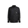 Solid Color Quilted Letter Logo Print Polo Button Long Sleeve Jacket Men Jacket Black HG8706
