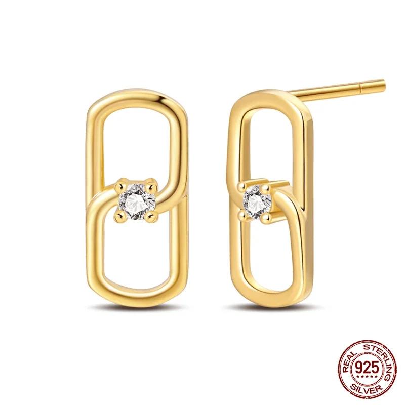 925 Silver Gold Star Moon Bee Pendant Golden Earrings for Women Sparkling Zircon Luxury Wedding Engagement Jewelry Gift