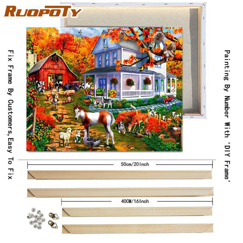 RUOPOTY Картина по номерам Дом Пейзаж Ручная роспись Уникальный подарок Раскраска по номерам Здание Для гостиной