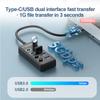 KEBIDUMEI USB-хаб на 7 портов USB 3.0, разветвитель 5 Гбит/с с индивидуальными переключателями, адаптер питания для ноутбука, расширитель USB-портов, USB-C док-станция
