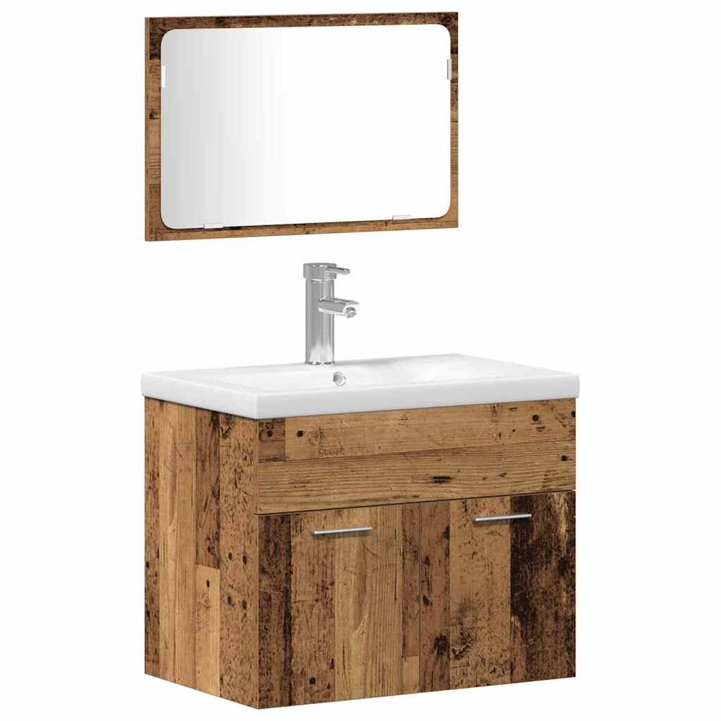 Wall Mounted Bathroom Furniture Set with Storage Made of Wood Based Material