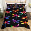 Dragonfly Quilt Cover Set Plant Flower Soft Comfortable Bedding Down Quilt Cover Three-Piece Set