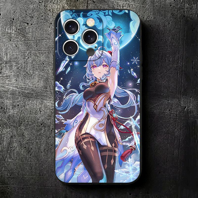 Мягкий чехол для телефона Genshin Impact Гань Юй для iPhone 16 16E 17 Air 15 Pro Max 14 Plus 13 Mini 11 12 7 Черная задняя крышка