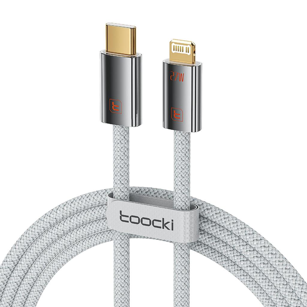 TOOCKI TX110C1 1m Mini Zinc Alloy PD 27W USB-C to iP Cable 480Mbps Fast Data Transfer Cable with Smart Chip