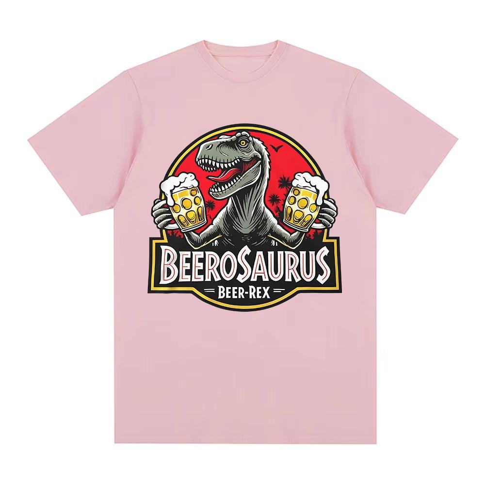 Beerosaurus Funny Beer Dinosaur Cotton Vintage Short Sleeve Women And Men Fashion Comfortable T-shirt