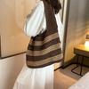 Crochet Knitted Handbags Simple Women's Shoulder Bags New Stripes Beach Bag  Ladies/Girls