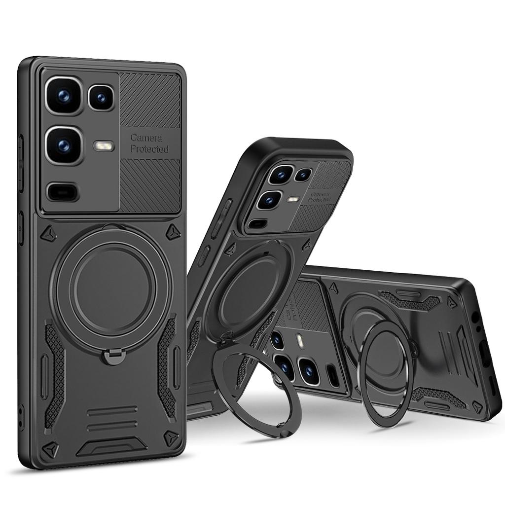 Магнитный чехол для Infinix Note 50 4G / Note 50 Pro 4G, противоударная задняя крышка для телефона из ТПУ + ПК с подставкой