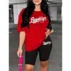 Summer Slim Bodycon Two Piece Outfit Ladies Short Sleeve Crop T-shirt High Waist Tight Shorts