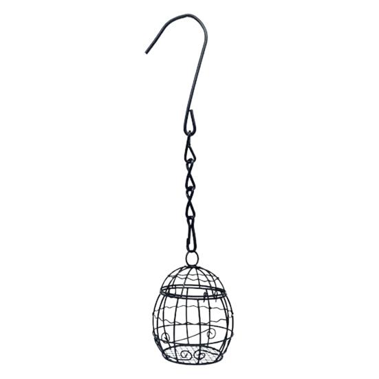 Bird Hanging Feeder with Chain Large Capacity Bite Resistant Iron Wire Cage Type Feeding