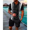 New Men'S Summer Fashion Casual Polo Shirt Collar Casual Set Collar Shorts Set Sports Men'S Solid Color T-Shirt Shorts Running Training Set