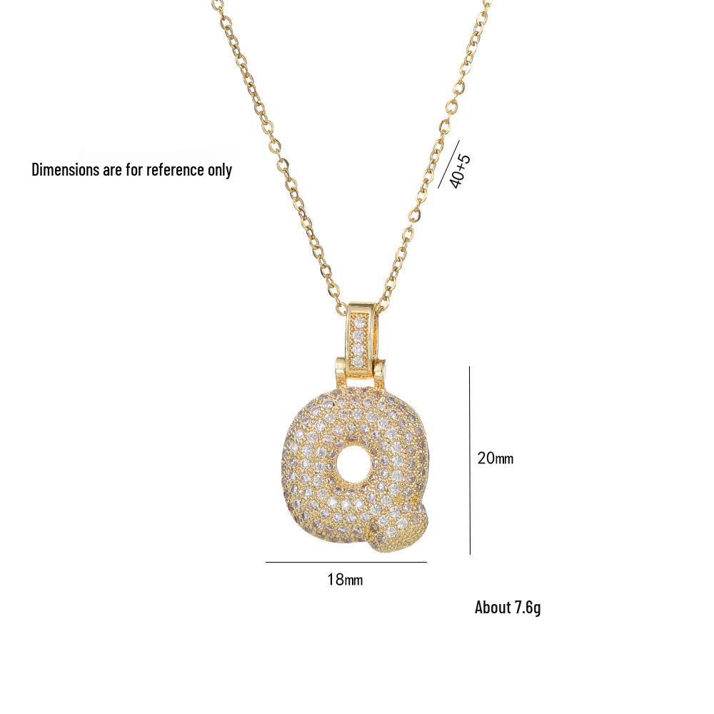 Женское ожерелье в европейском и американском стиле из меди и циркония с инициалом - Модная ключичная цепочка