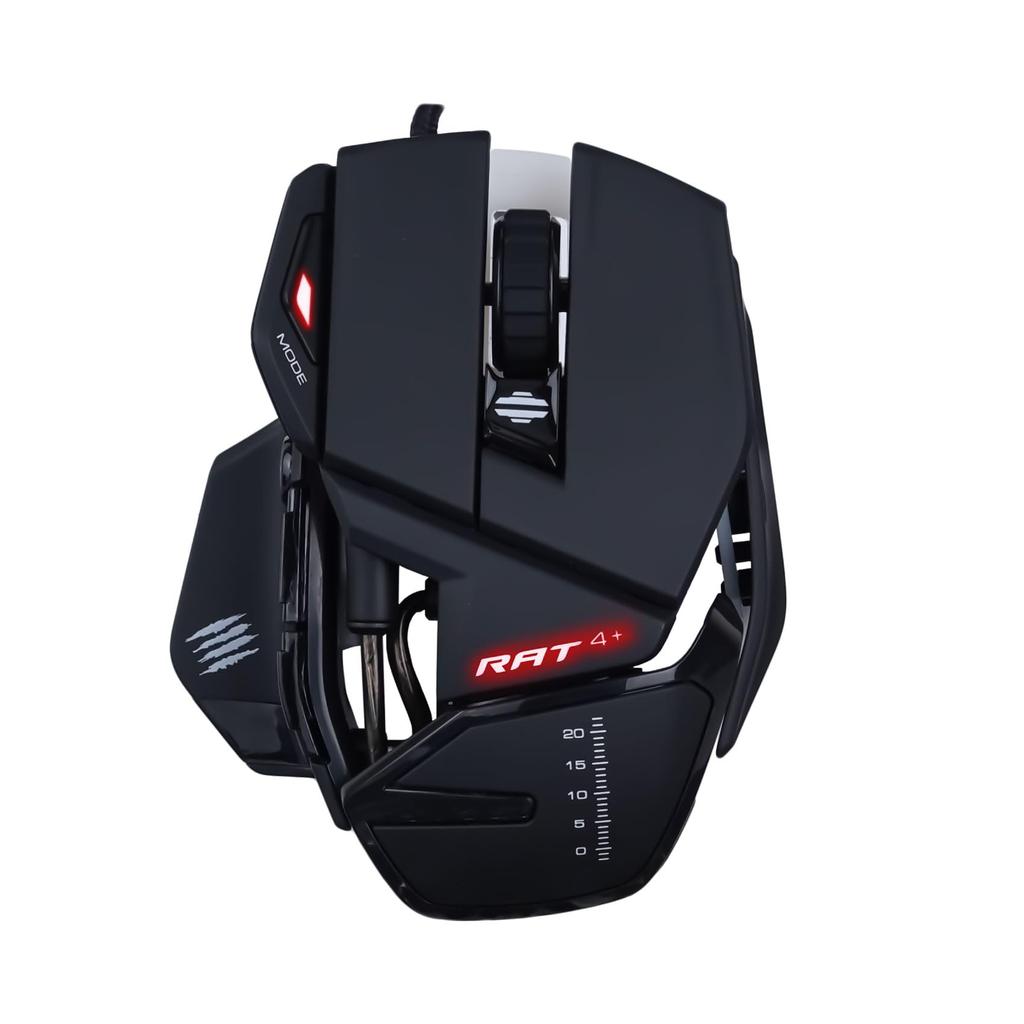 Mad Catz Wired Gaming Optical Gaming R.A.T.4+ Mouse, Mouse, Black, 2-Year Warranty, MR03MCINBL000-0J