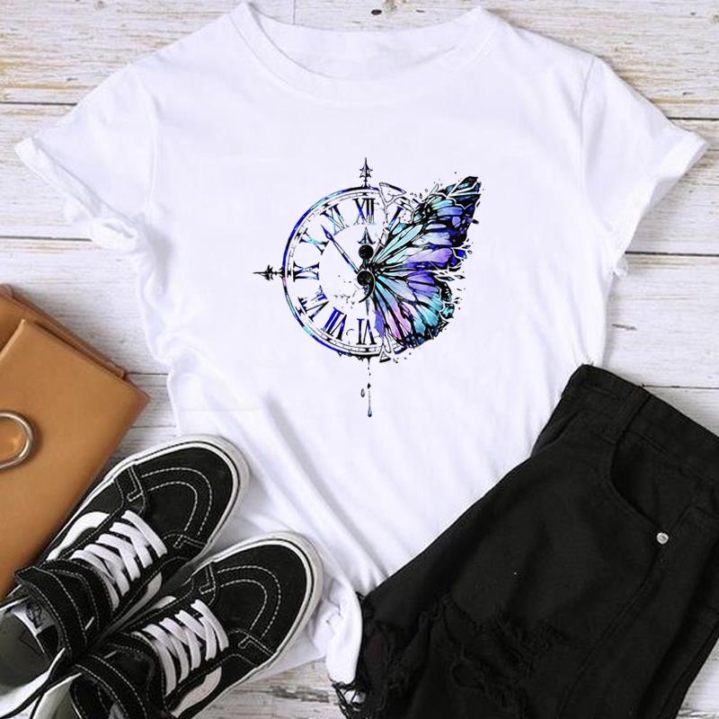 Азиатский размер-принт, женская любовь, сердце, акварельный тренд, сладкая женская футболка 90-х годов, повседневная женская летняя футболка, модная футболка с коротким рукавом и рисунком