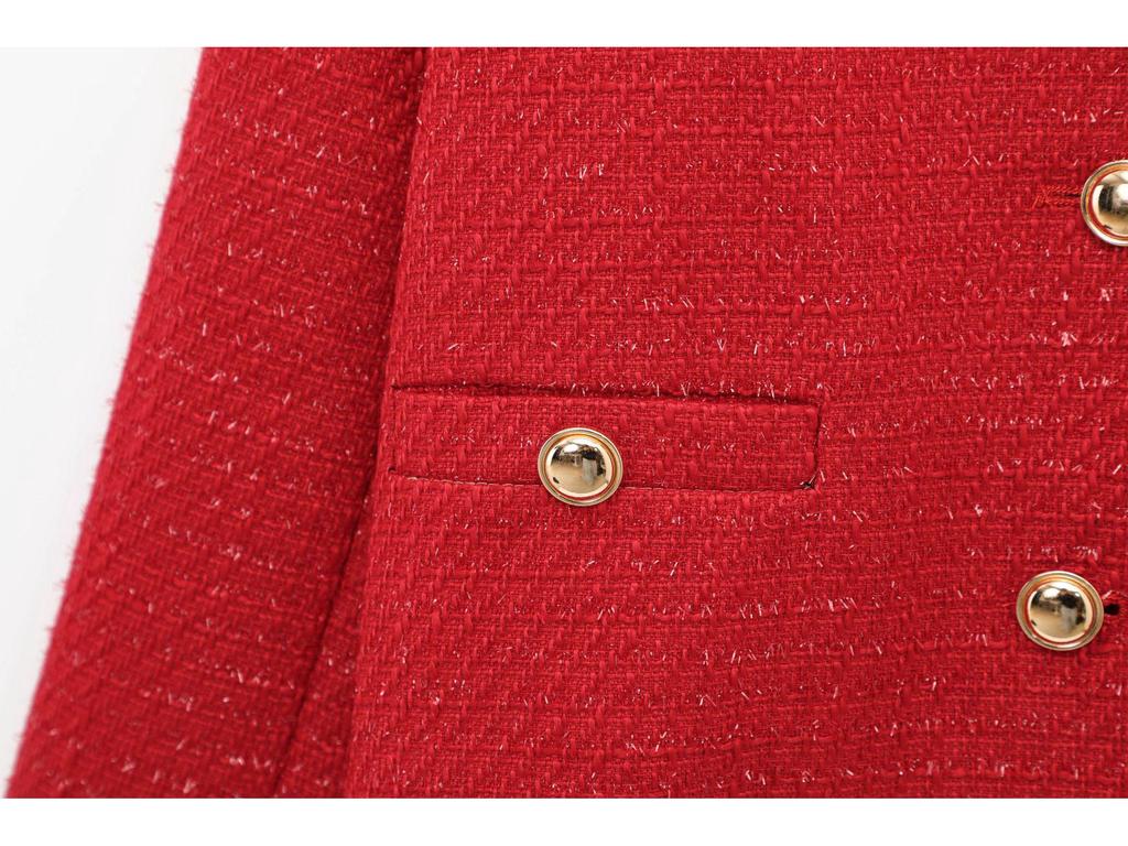 Женская мода весна 2025: Европейский и американский универсальный текстурированный пиджак в французском стиле с пуговичным декором